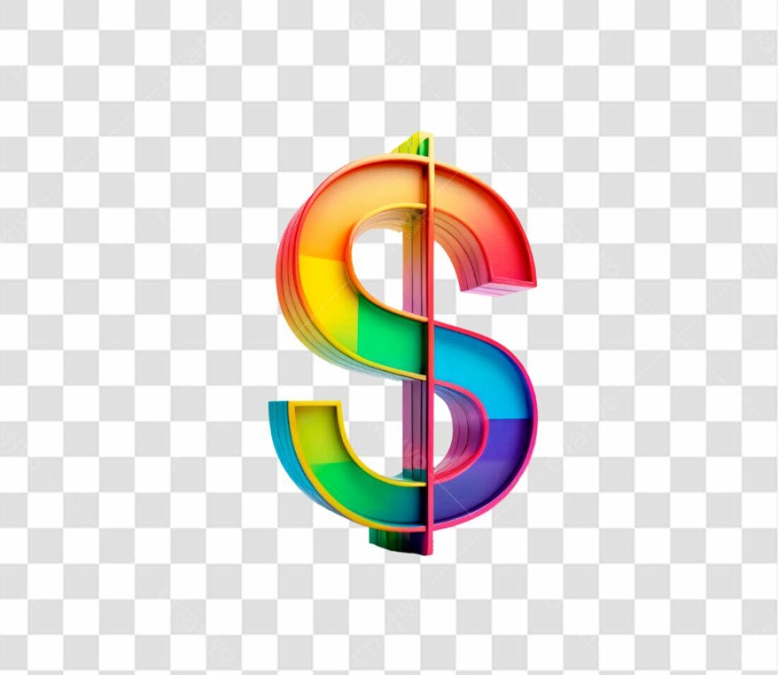 Ícone Dólar Arco-íris PNG com fundo transparente