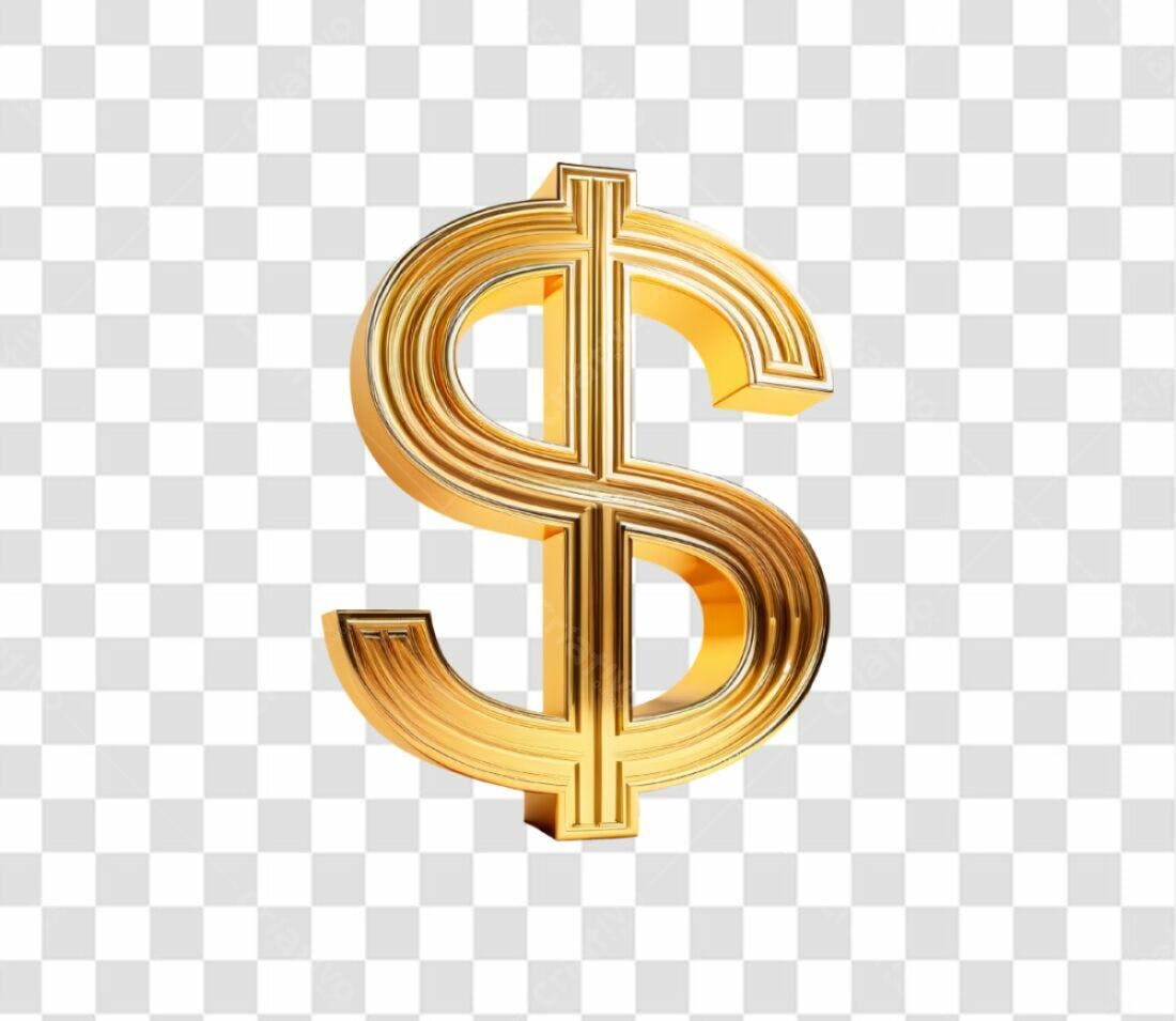 Icone Dolar Ouro PNG com fundo transparente