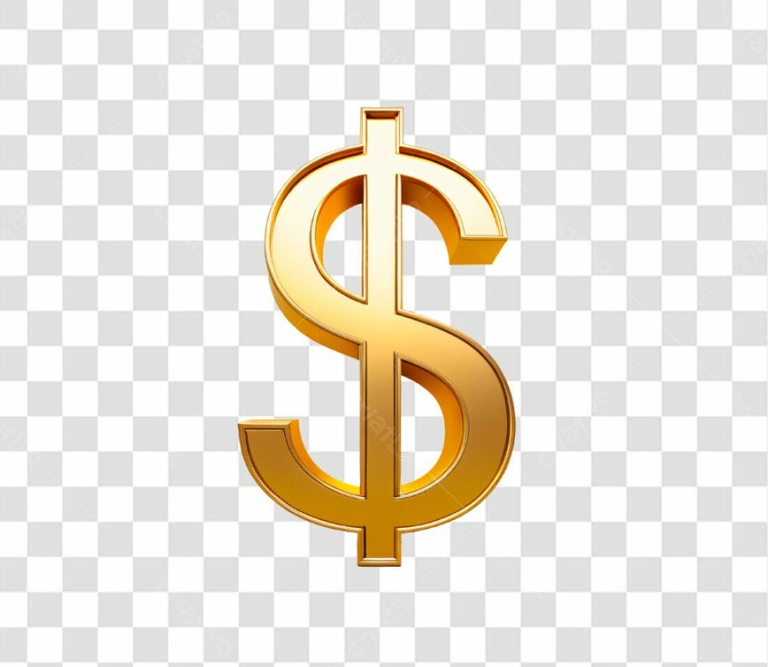 Ícone Dólar Ouro PNG com fundo transparente