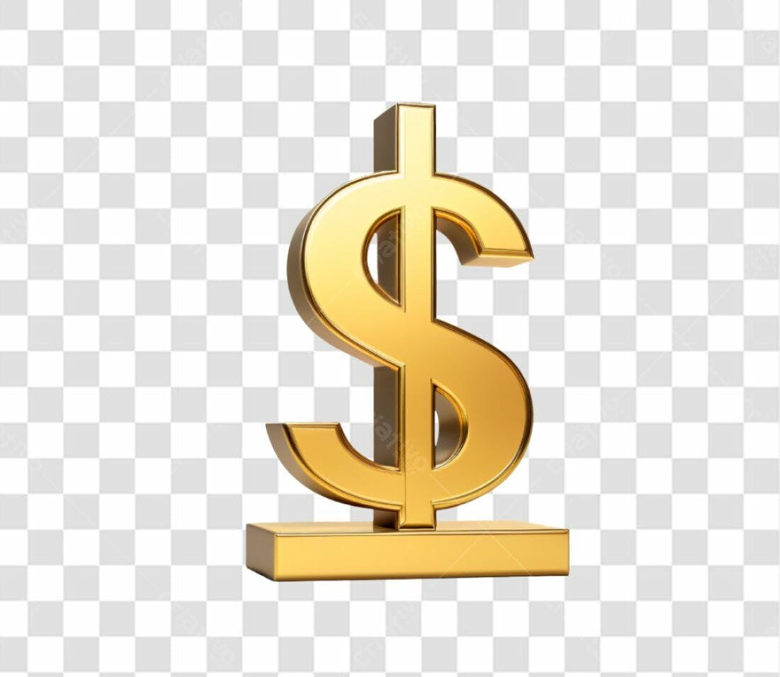 Icone Financeiro Dolar Ouro PNG com fundo transparente