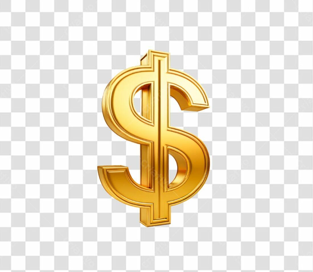 Icone Dólar Ouro PNG com fundo transparente