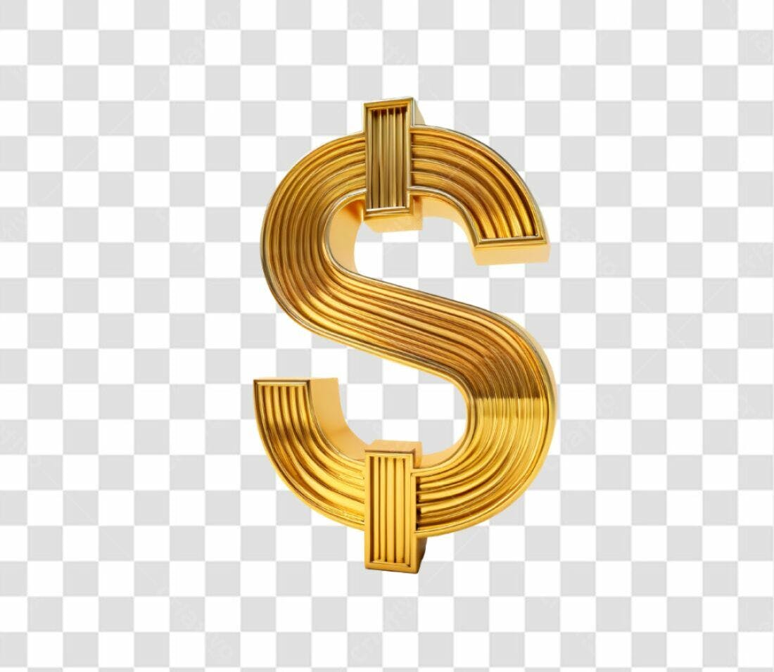 Icone Dólar Ouro PNG com fundo transparente