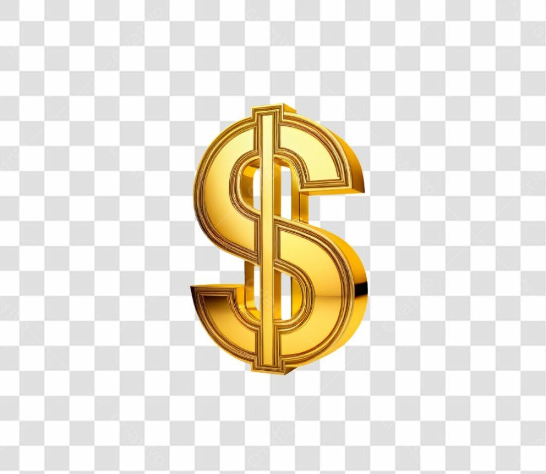 Icone Dólar Ouro PNG com fundo transparente