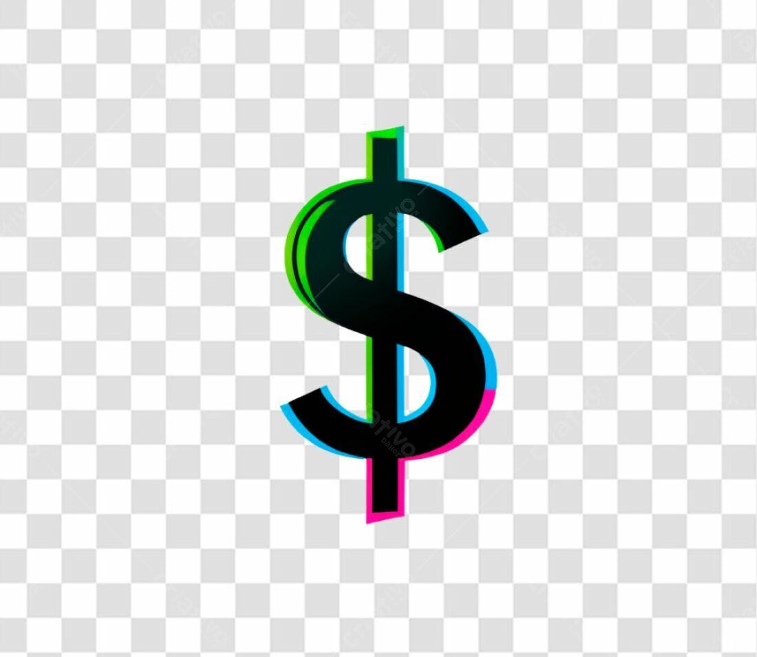 Ícone Dólar Glitch PNG com fundo transparente