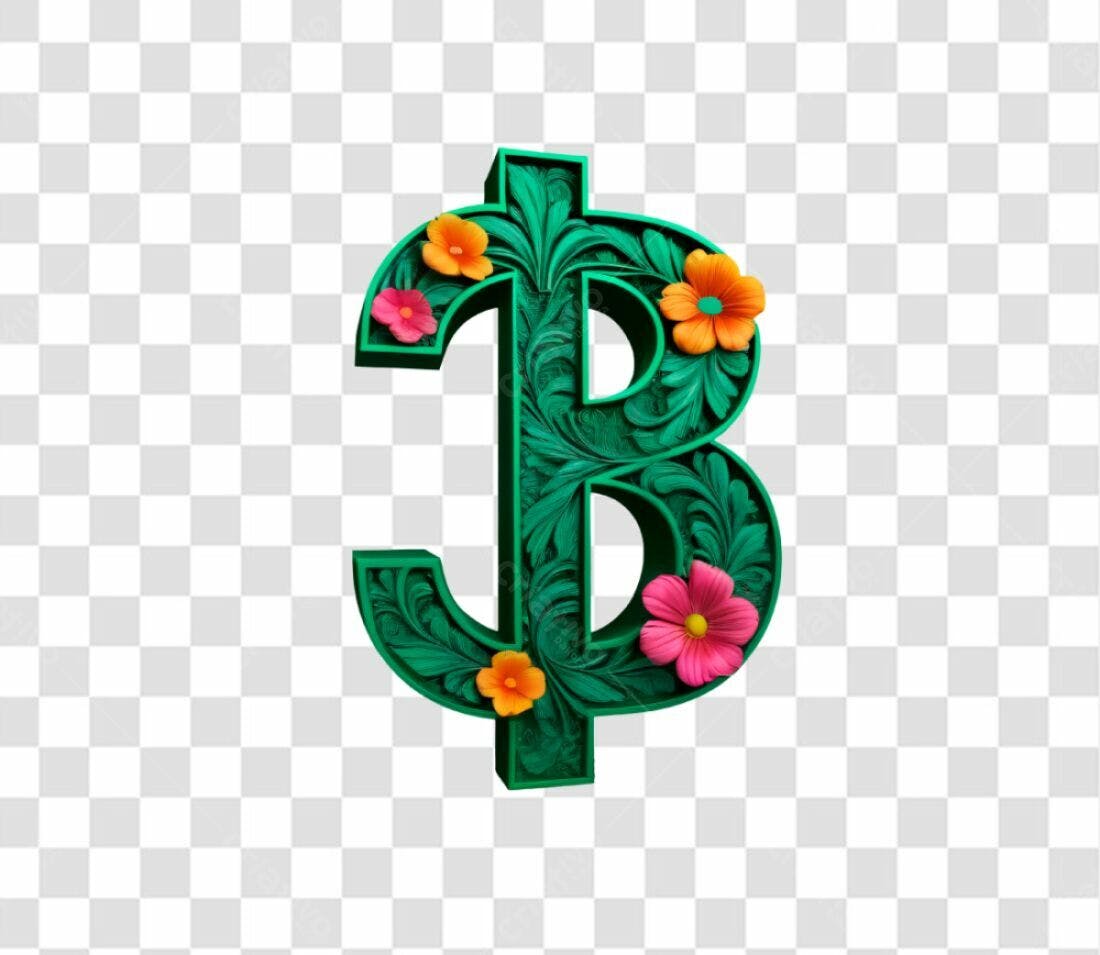 Ícone Dólar Floral PNG com fundo transparente