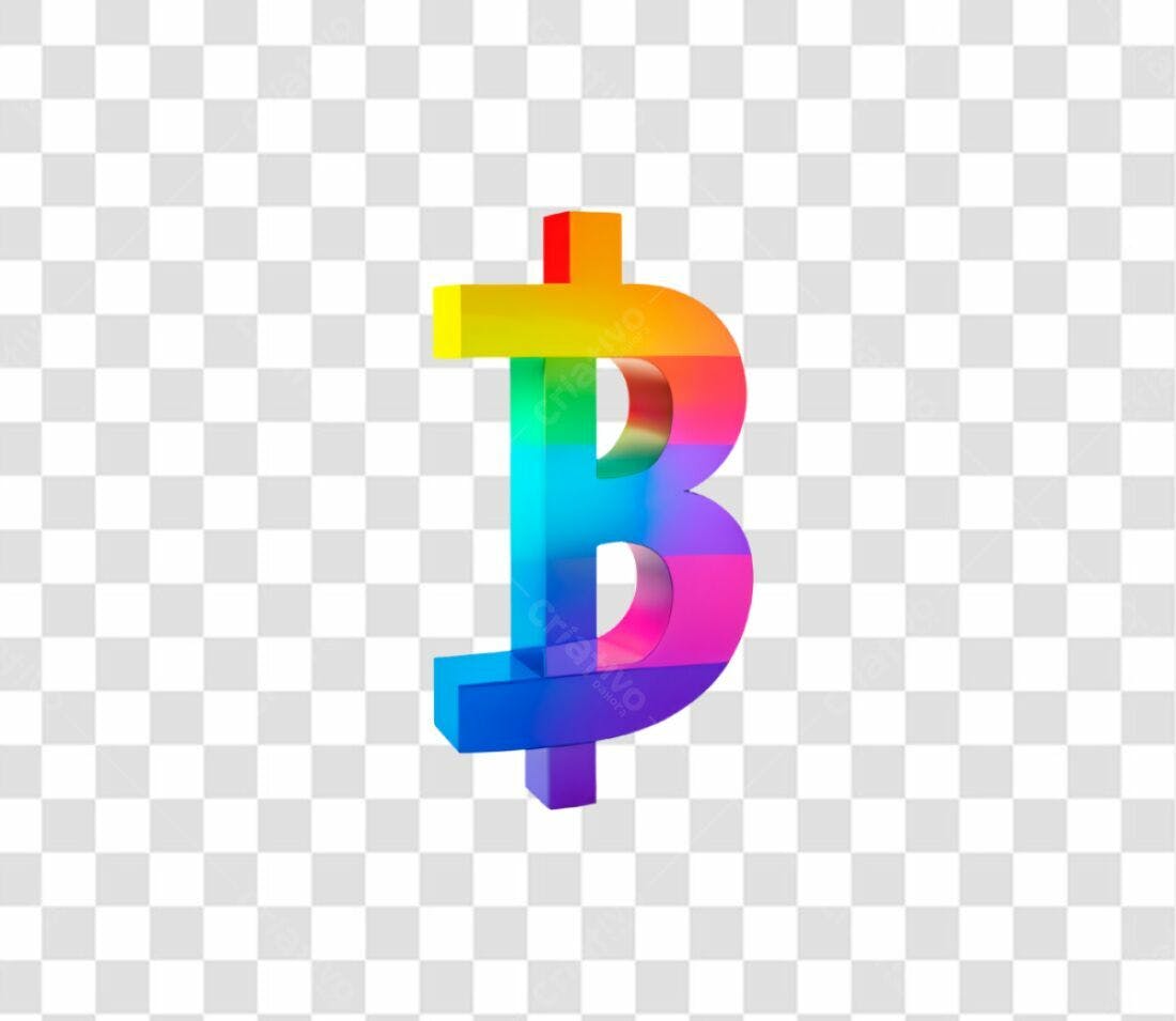 Ícone Bitcoin Arco-íris PNG com fundo transparente