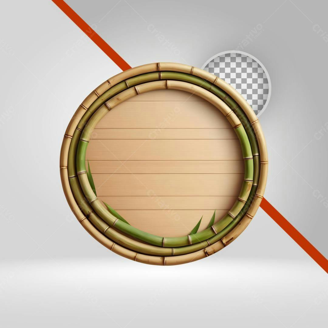 Moldura de bambu PNG com fundo transparente