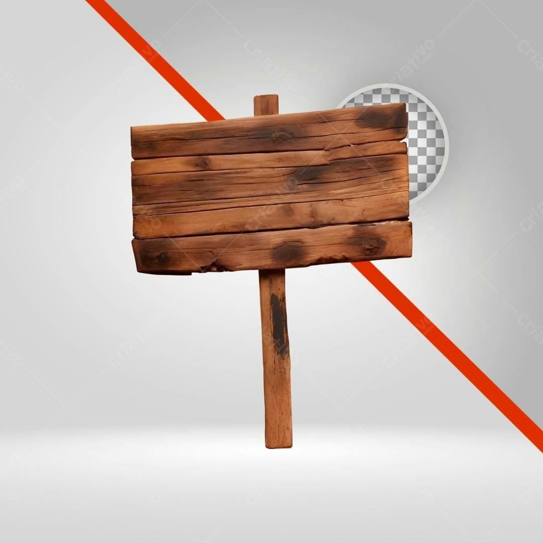 Placa de madeira rústica PNG com fundo transparente