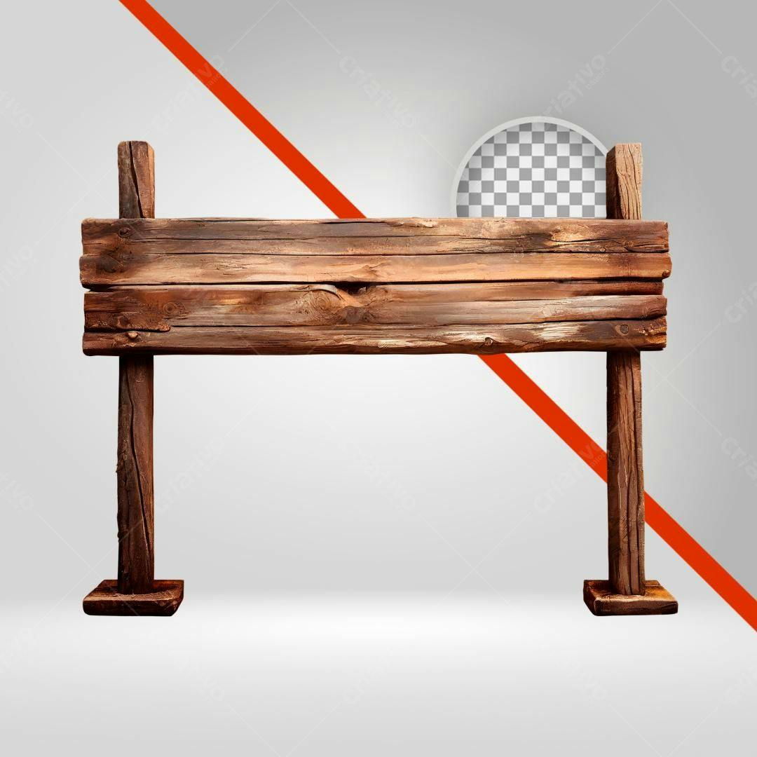 Placa de madeira rústica PNG com fundo transparente