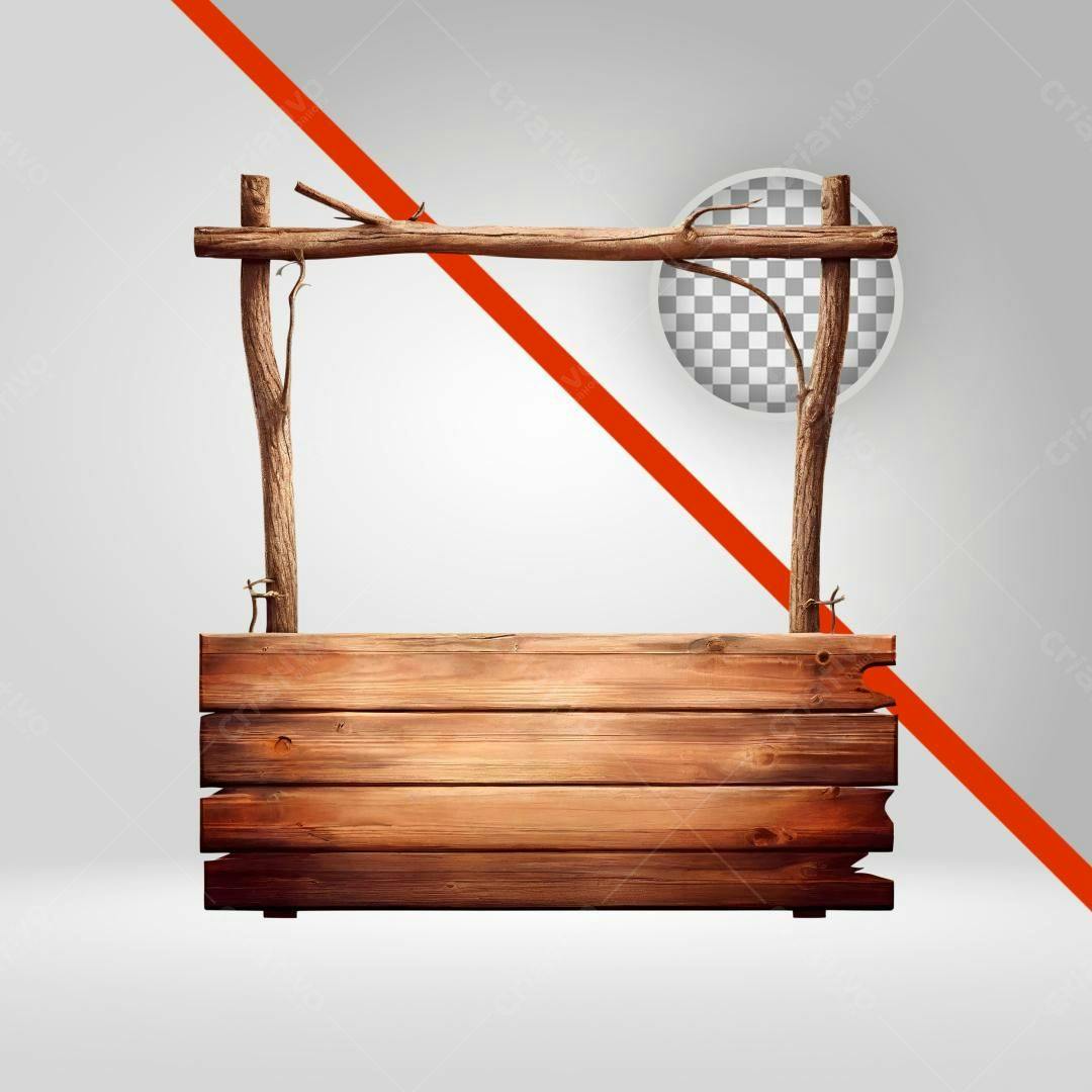 Placa de madeira rústica PNG com fundo transparente