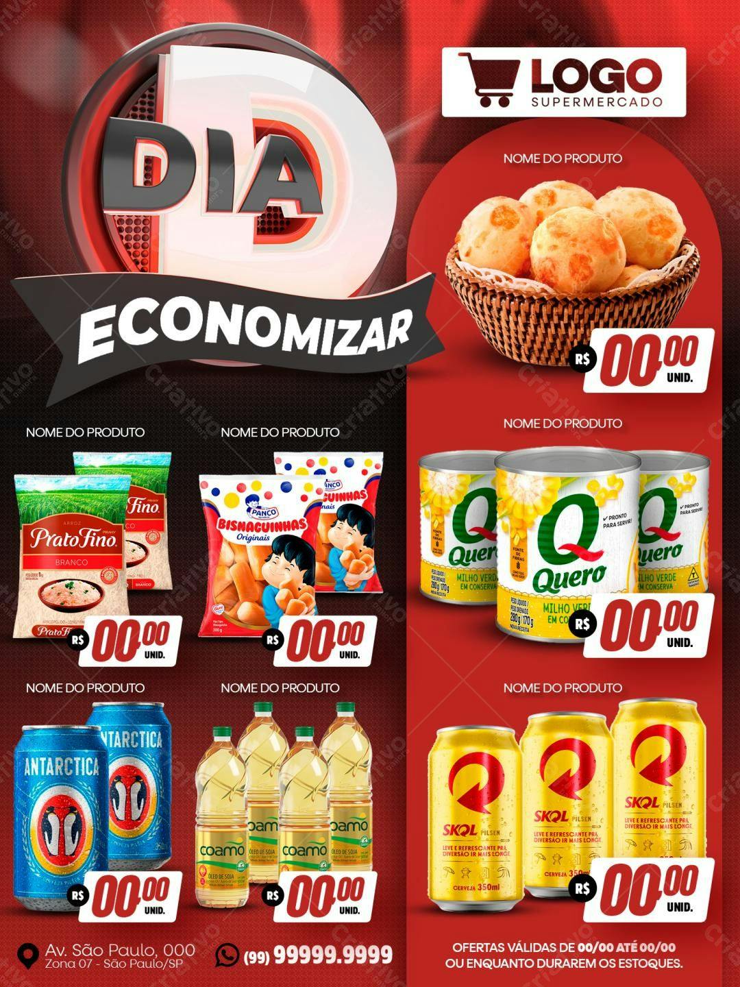 Flyer Dia de Economia Supermercado PSD Editável