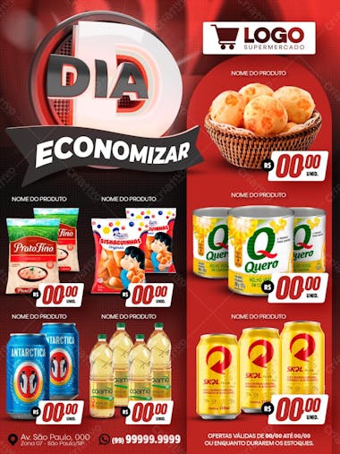 Encarte dia de economizar com selo 3d editável feed