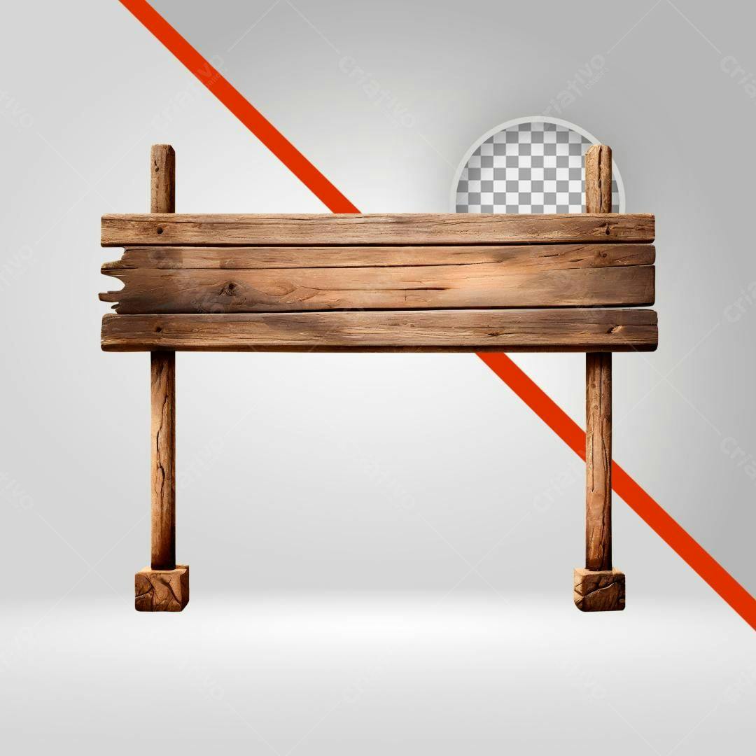 Placa de madeira rústica PNG com fundo transparente