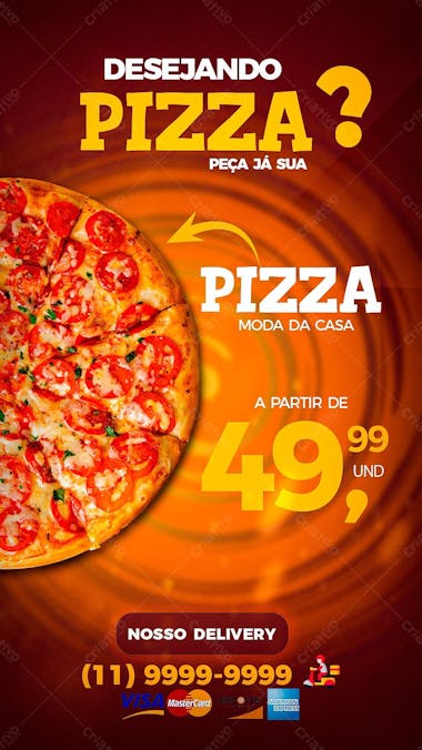 Flayer pizzaria desejando pizza