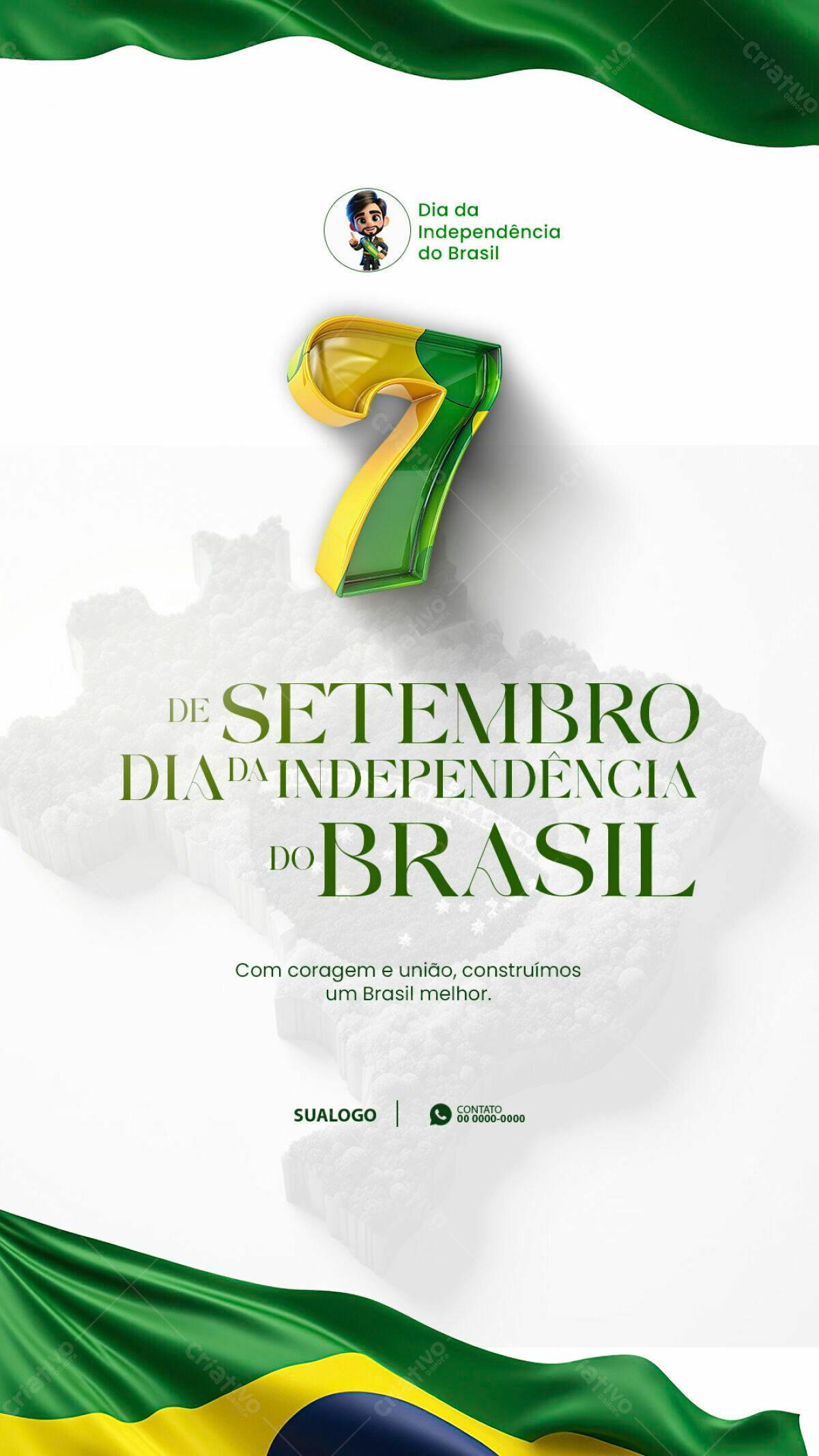 Flyer para o Dia da Independência do Brasil PSD Editável