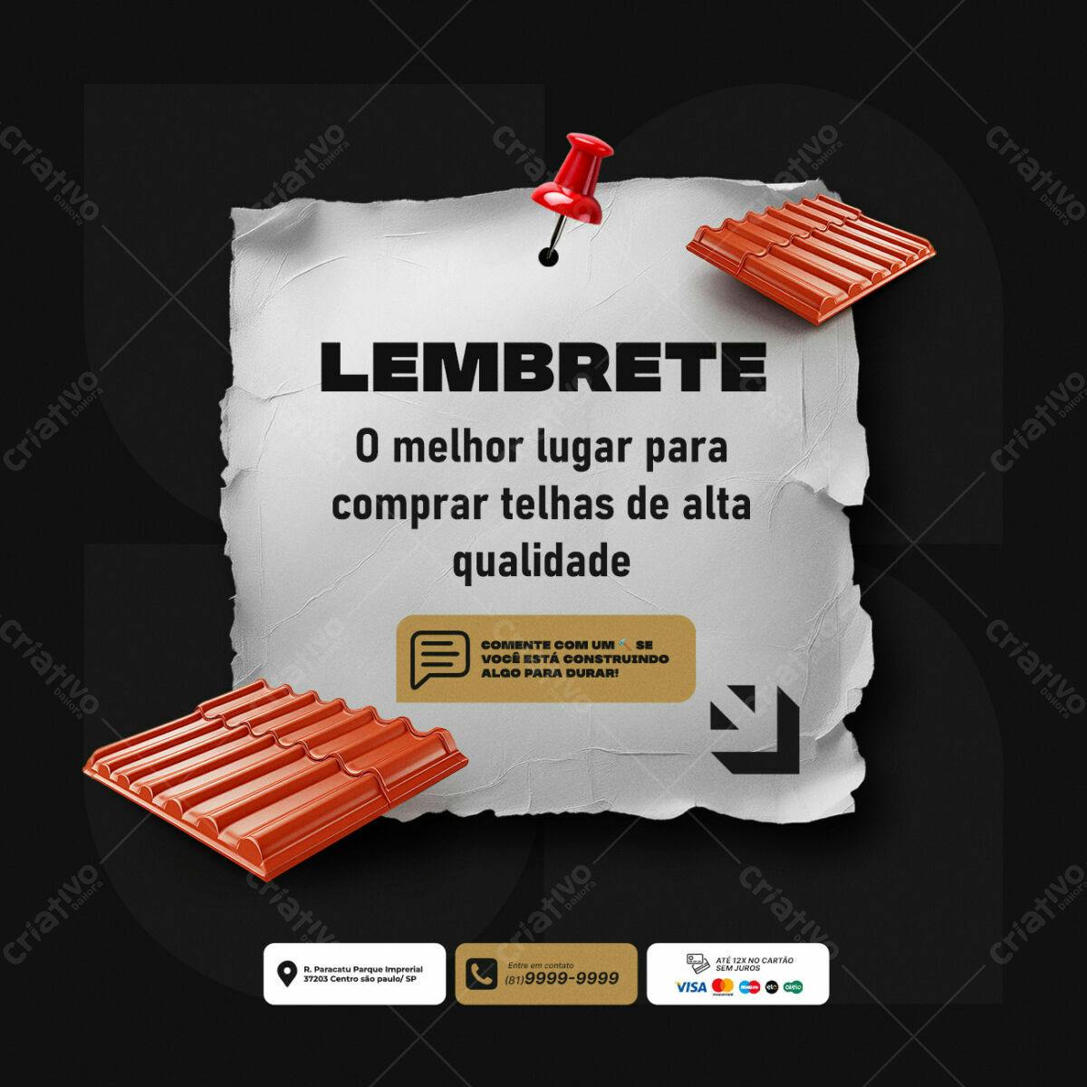 Postagem para Redes Sociais Telhas PSD Editável