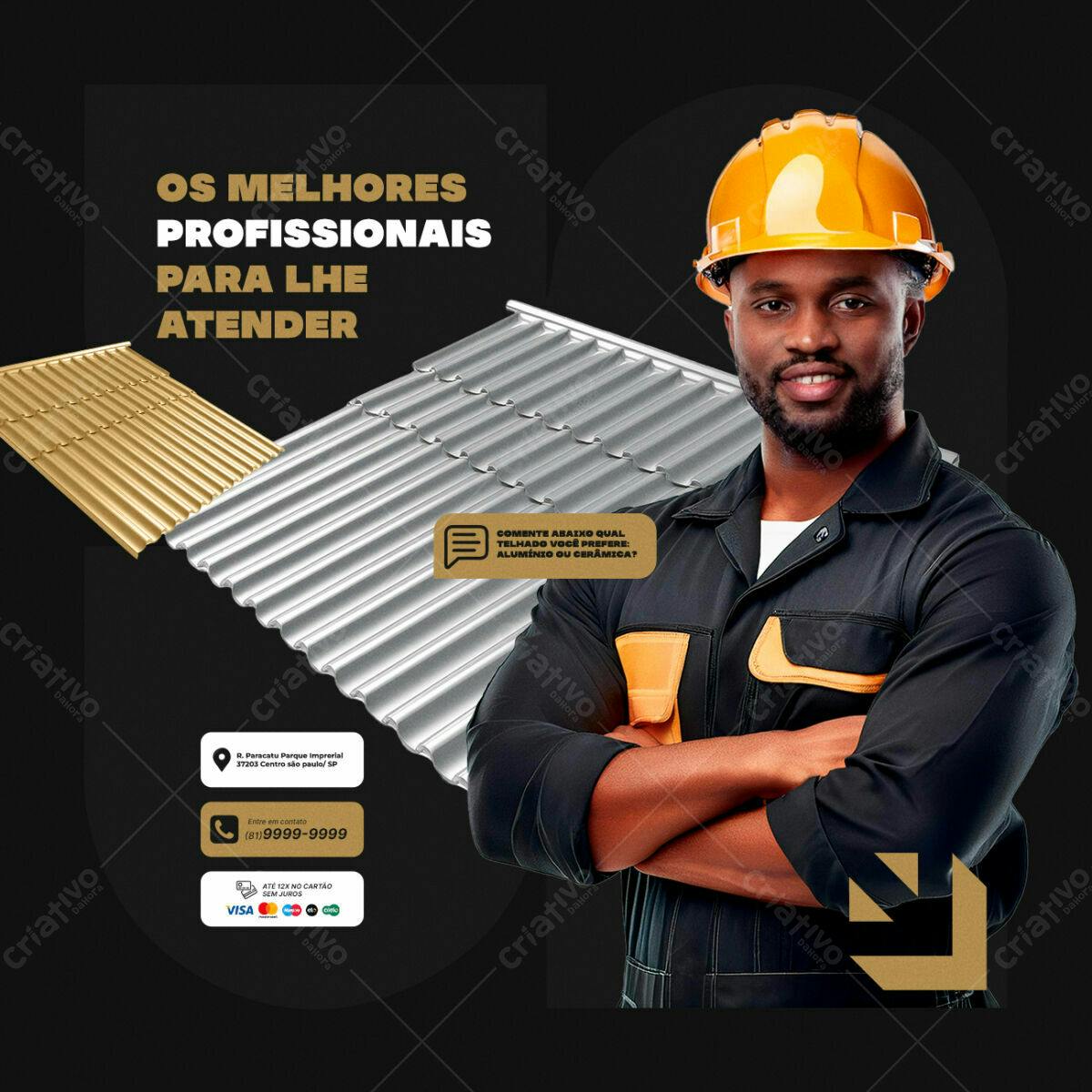 Flyer para Profissionais da Construção Civil PSD Editável