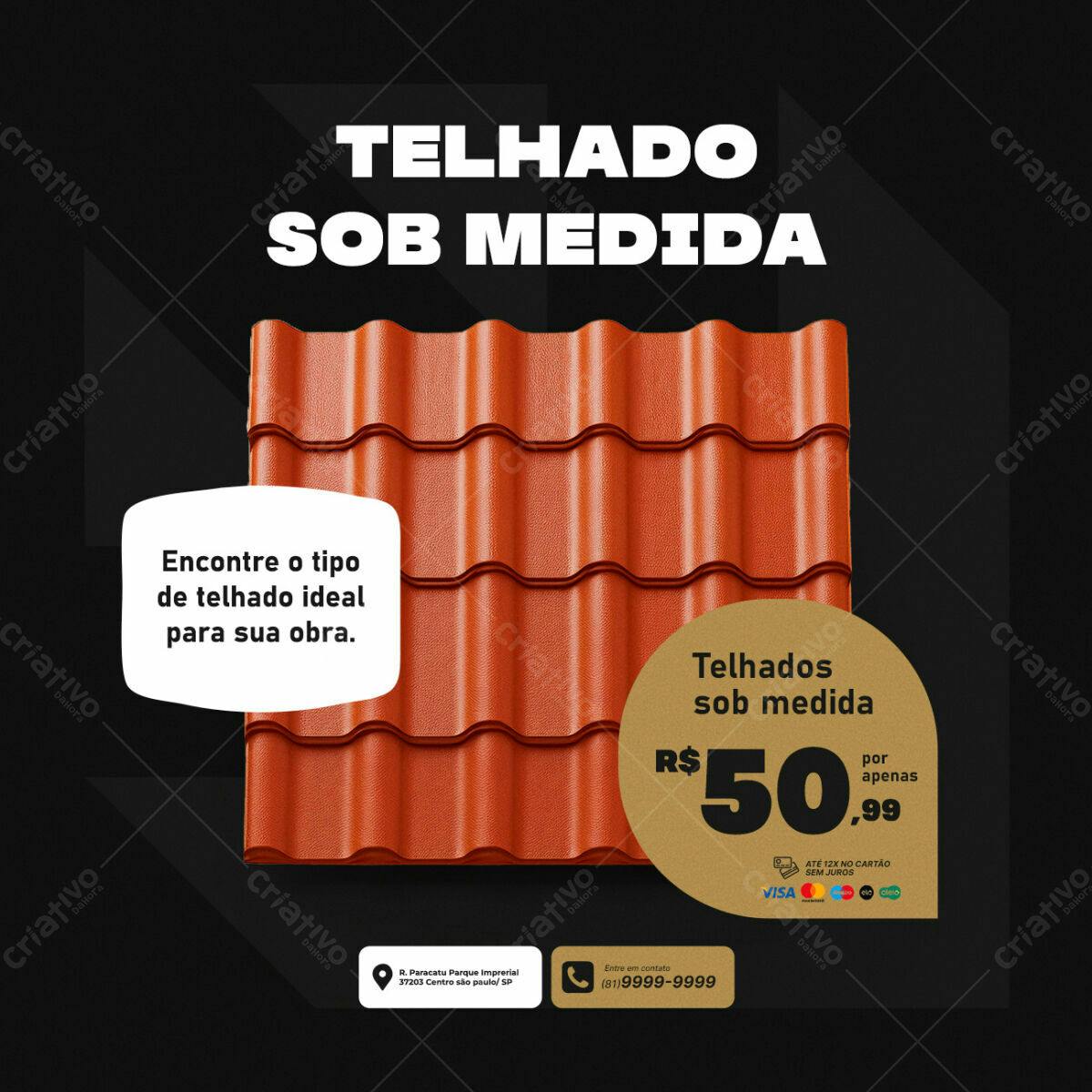 Post para Telhado Sob Medida PSD Editável