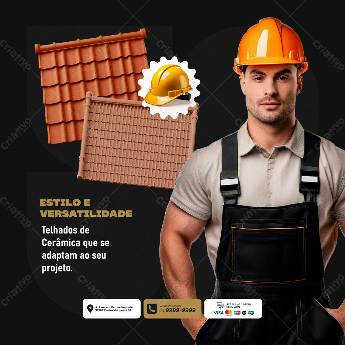 Flyer para Telhados de Cerâmica PSD Editável