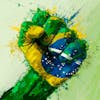 Illustration, of, brazil, map, painted, with, vibrant, colors, of, brazilian, flag