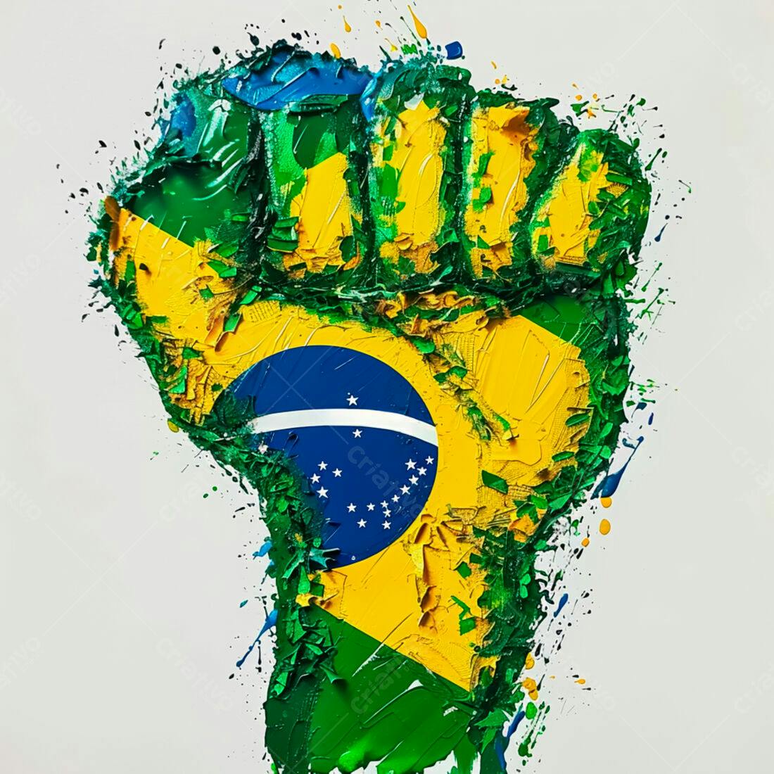 Punho fechado com bandeira brasileira