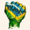 Illustration, of, map, of, brazil, painted, with, vibrant, colors, of, brazilian, flag.