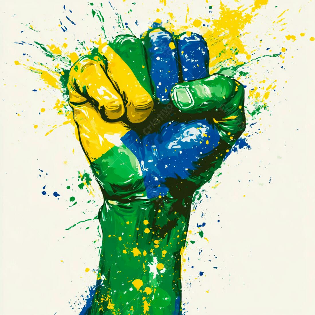 Punho com cores da bandeira brasileira