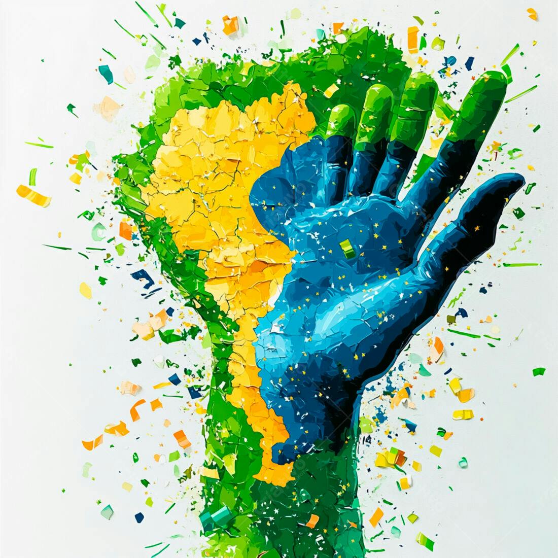 Mão Pintada com Cores do Brasil