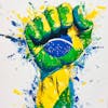 Illustration, of, brazil map, painted, with, vibrant colors, of, brazilian flag.