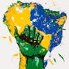 Illustration, of, brazil map, painted, with, vibrant colors, of the, brazilian flag.