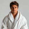 Man in white bathrobe