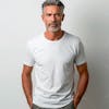 Grey haired man in white shirt