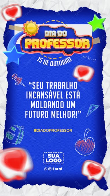 Psd dia do professor 15 outubro redes sociais stories