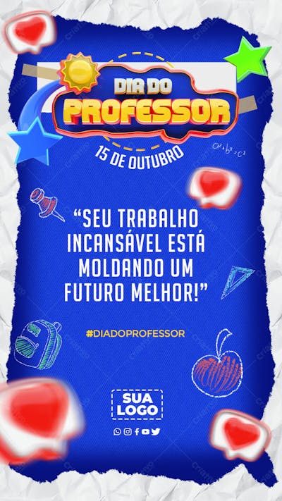 PSD DIA DO PROFESSOR 15 OUTUBRO REDES SOCIAIS STORIES