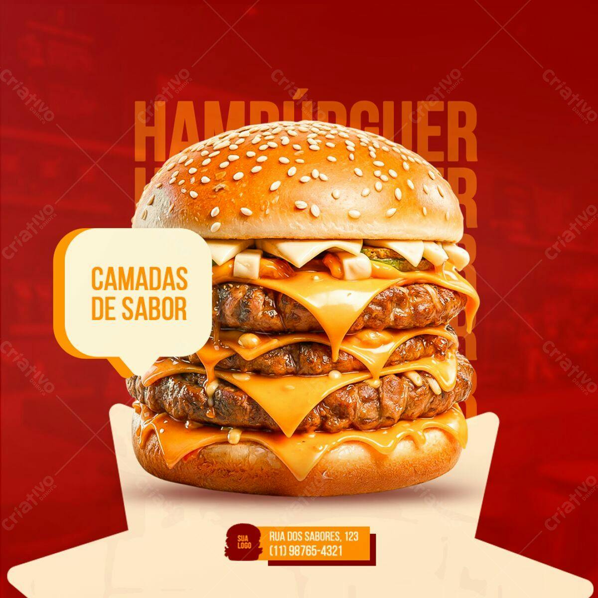 Flyer Hambúrguer Artesanal PSD Editável