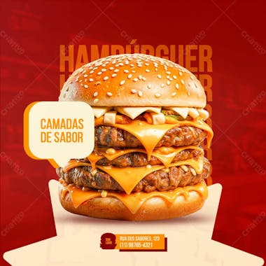 Camadas de sabor psd editável hambúrgueria