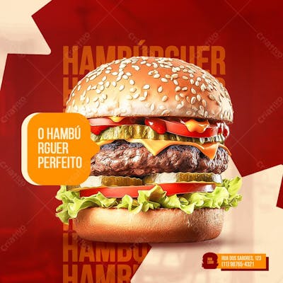 O Hambúrguer Perfeito Psd Editável Hambúrgueria