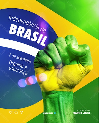 Post para o Dia da Independência do Brasil PSD Editável