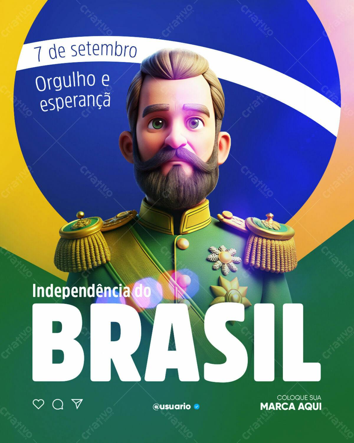 Postagem 7 de Setembro Independência do Brasil PSD Editável