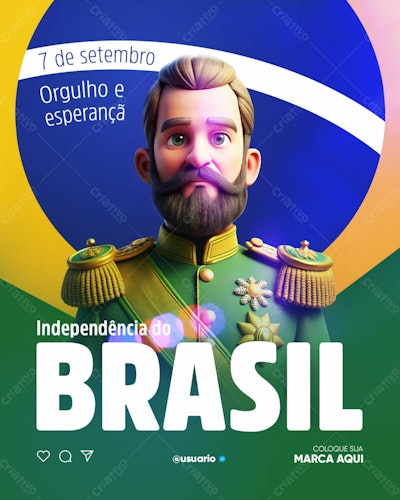 Postagem 7 de Setembro Independência do Brasil PSD Editável