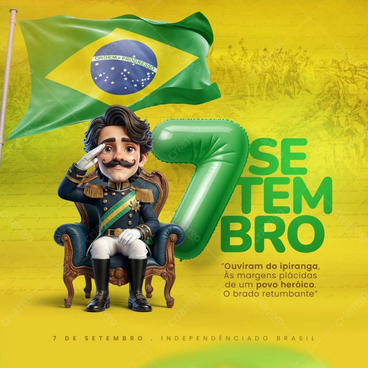 Flyer 7 de Setembro Independência do Brasil PSD Editável