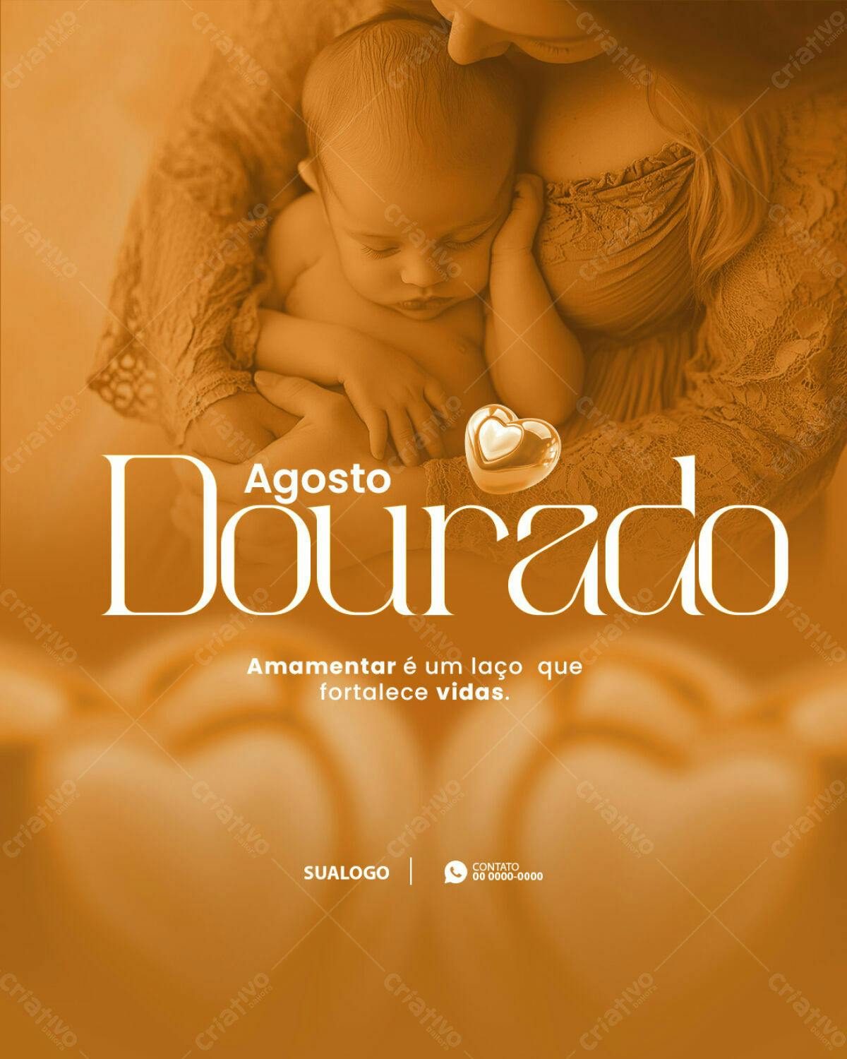 Flyer Agosto Dourado Amamentação PSD Editável