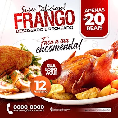 Frango desossado e recheado social media