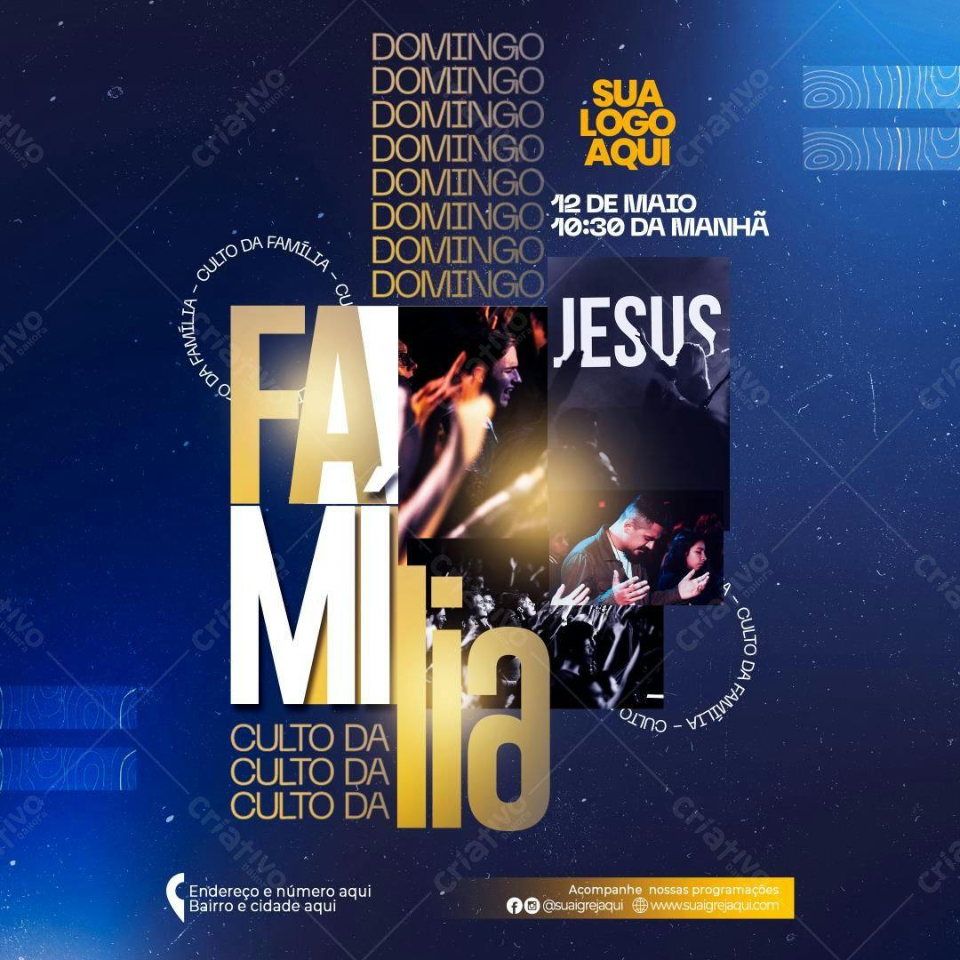 Flyer para Culto da Família PSD Editável