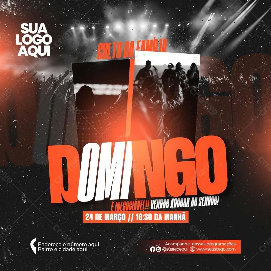 Flyer para Culto da Família PSD Editável