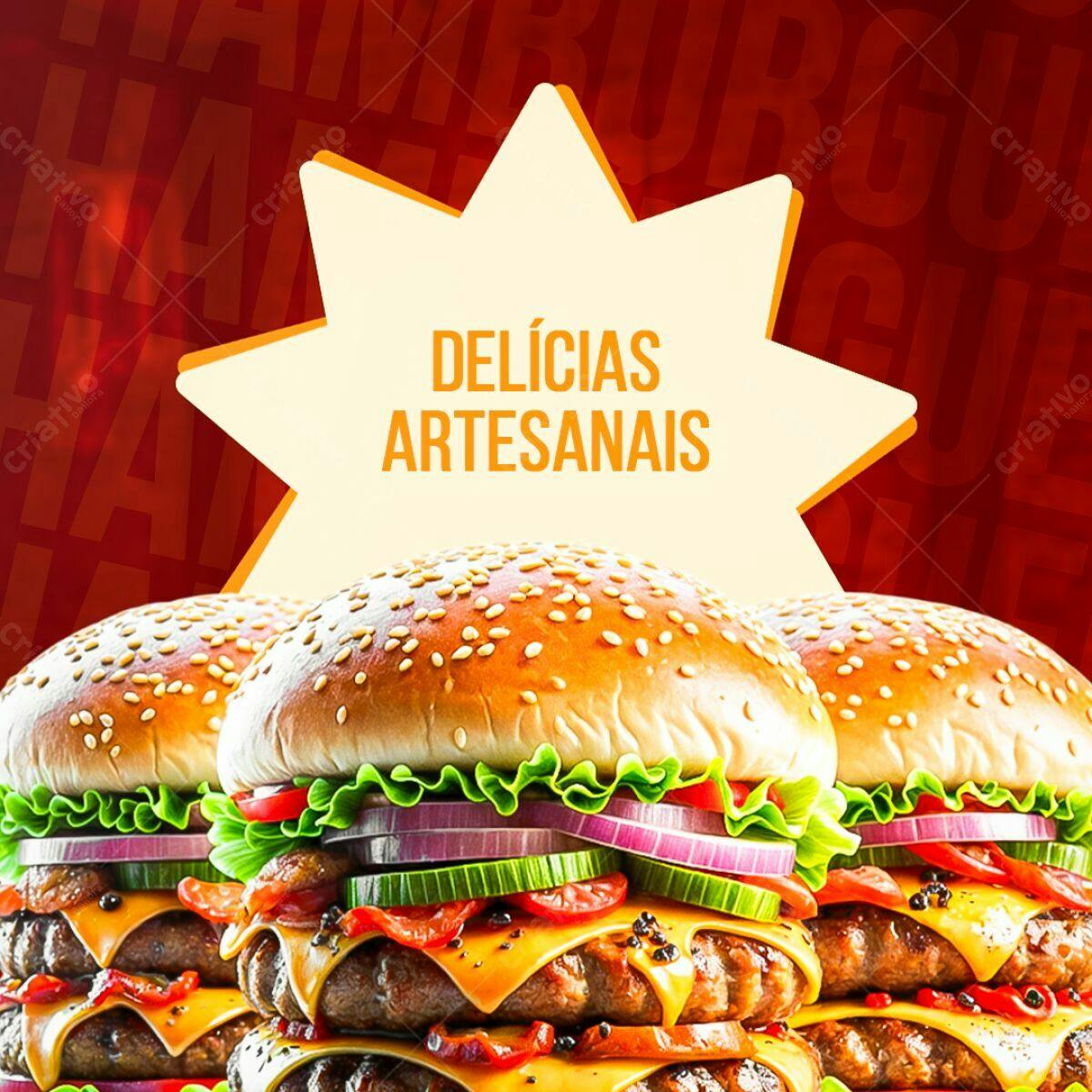 Flyer Deliciosas Artesanais Hamburguerias PSD Editável