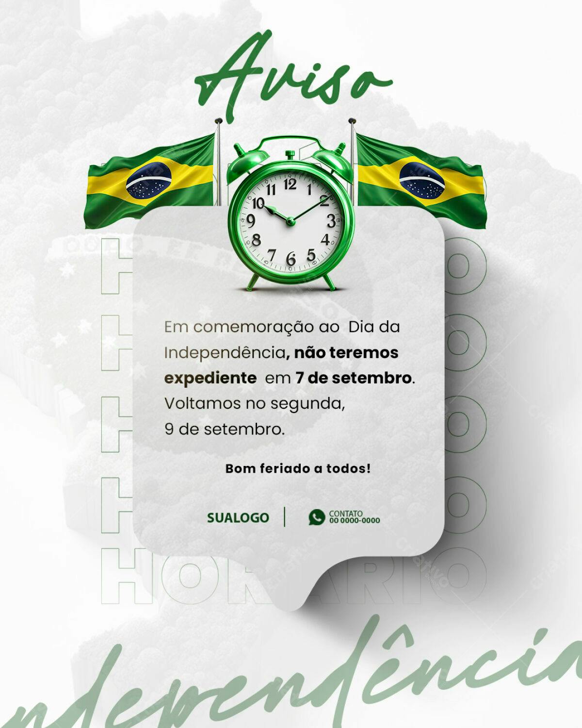 Aviso Dia da Independência PSD Editável