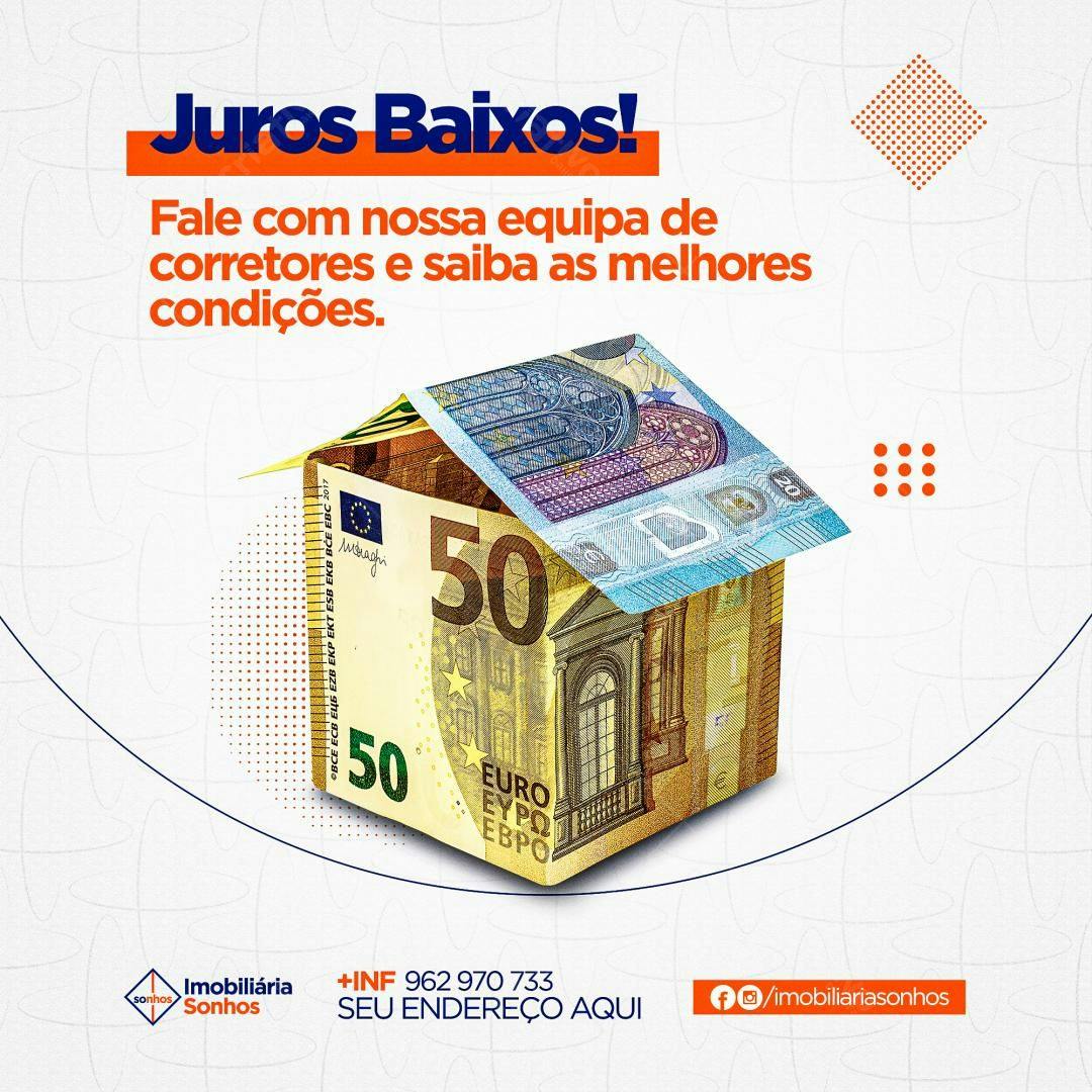 Post para Imóveis com Juros Baixos PSD Editável
