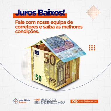 Flyer juros baixos imobiliária social media