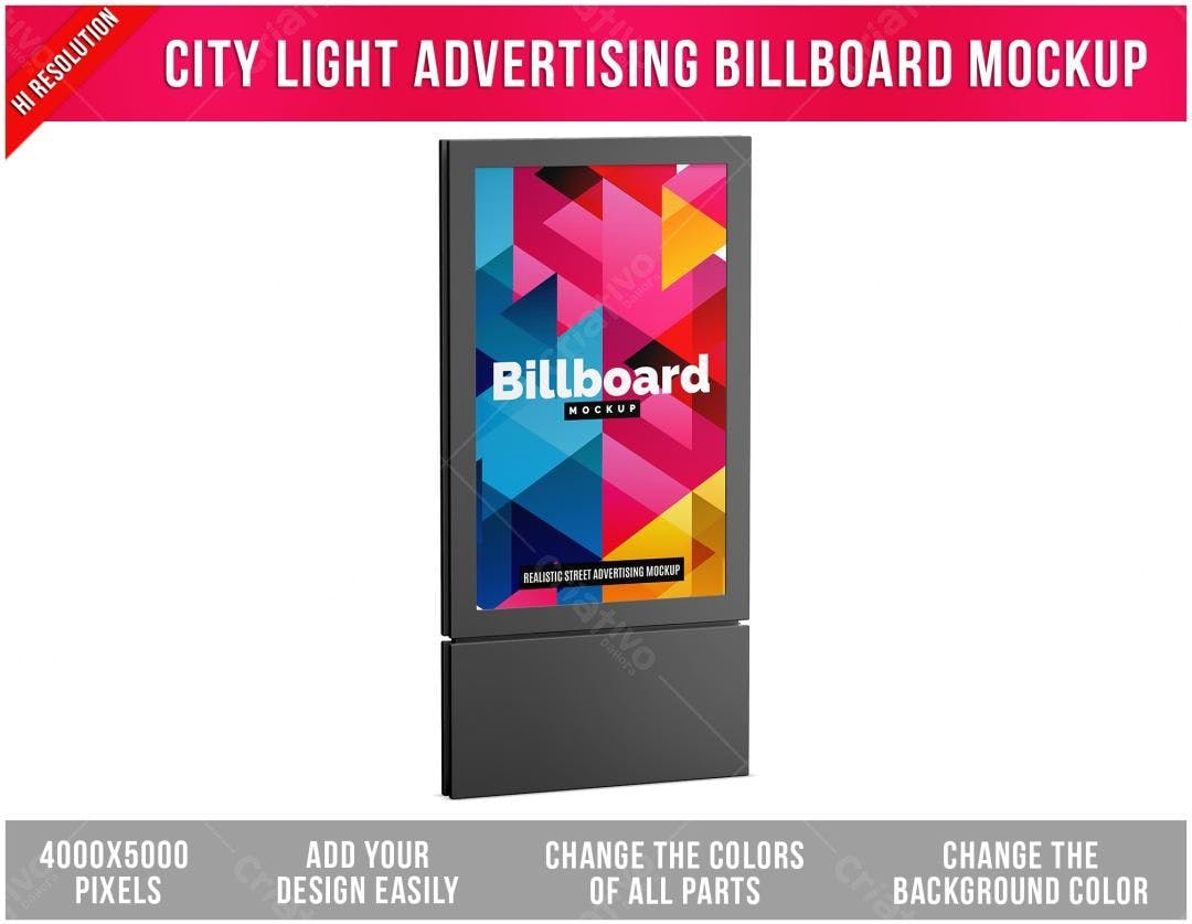 Mockup Realista de Outdoor com Cores Vibrantes